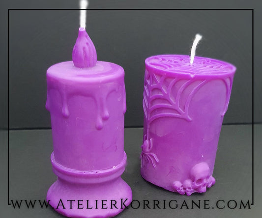 Lot de 2 Bougies Halloween Samhain violettes