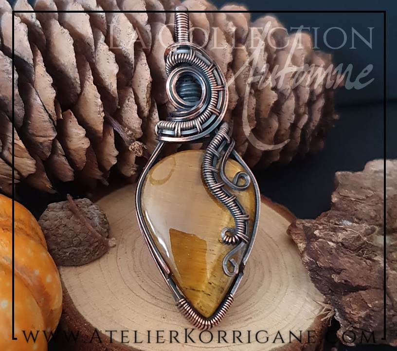 Pendentif Mabon en Œil de Tigre pour la protection