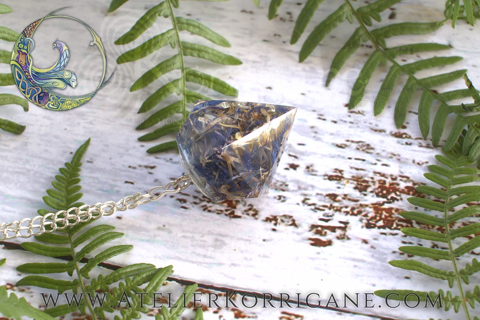 Pendule de la Sorcière avec du Bleuet Korrigane