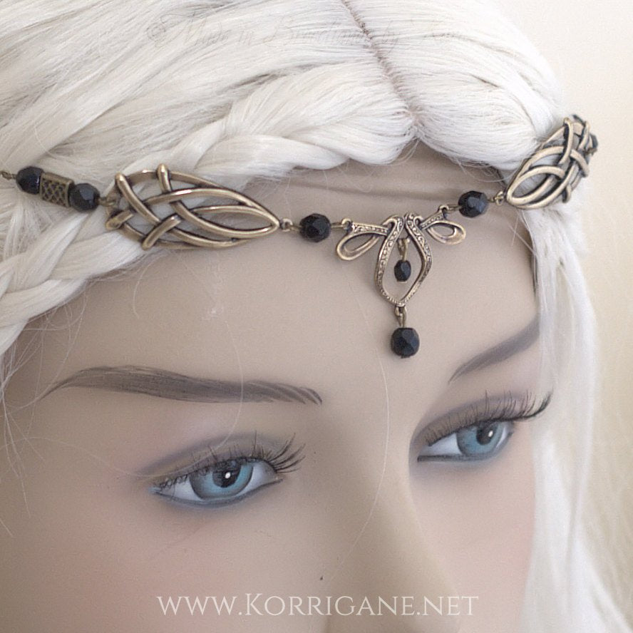 Érin Diadème Elfique Celtique Medieval Bronze Noir - korrigane