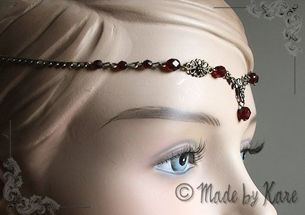 Elfen Celtic Tiara Necklace Circlet Clear Fairy Wedding Bronze Choose your Beads Colors - korrigane