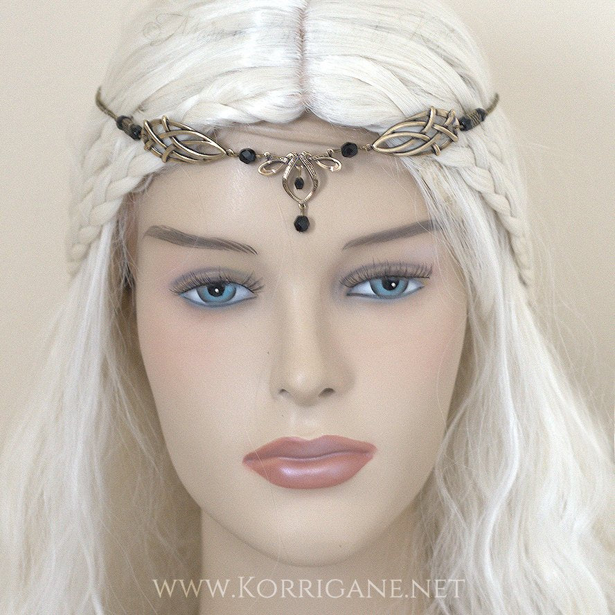 Érin Diadème Elfique Celtique Medieval Bronze Noir - korrigane