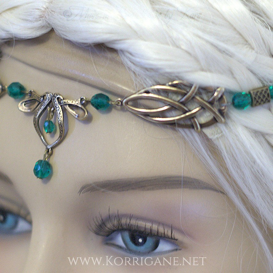 Érin Diadème Elfique Celtique Medieval Bronze Emeraude - korrigane