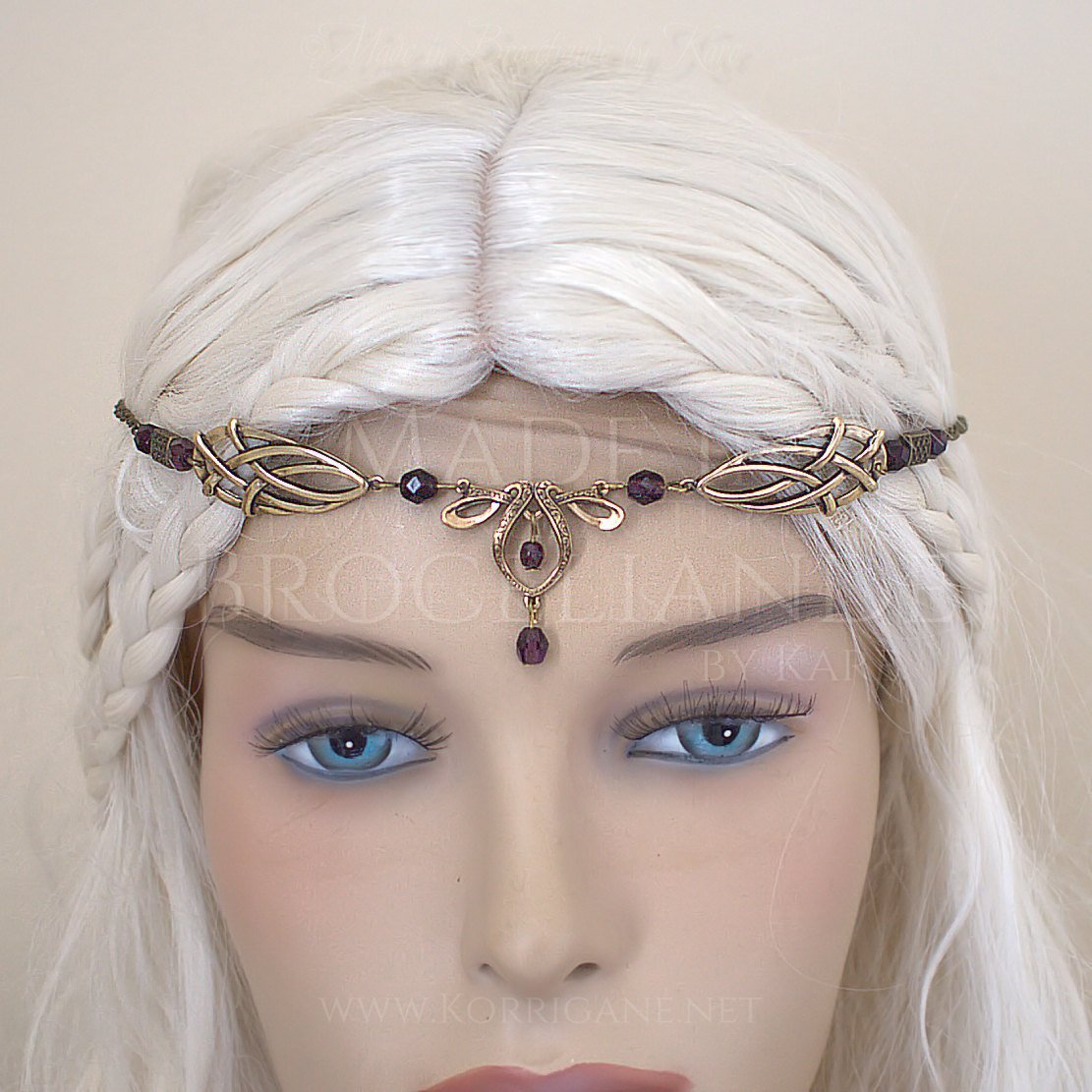 Érin Diadème Elfique Celtique Medieval Bronze Violet Velours - korrigane