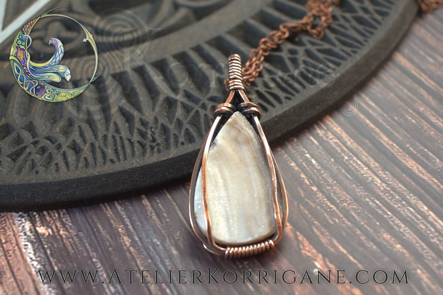 Pendentif Brumes en Agate Druze et Cuivre Korrigane
