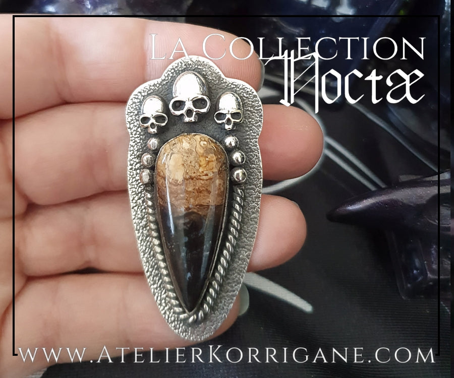 Bague Noctae en Agate Plume et Argent Korrigane