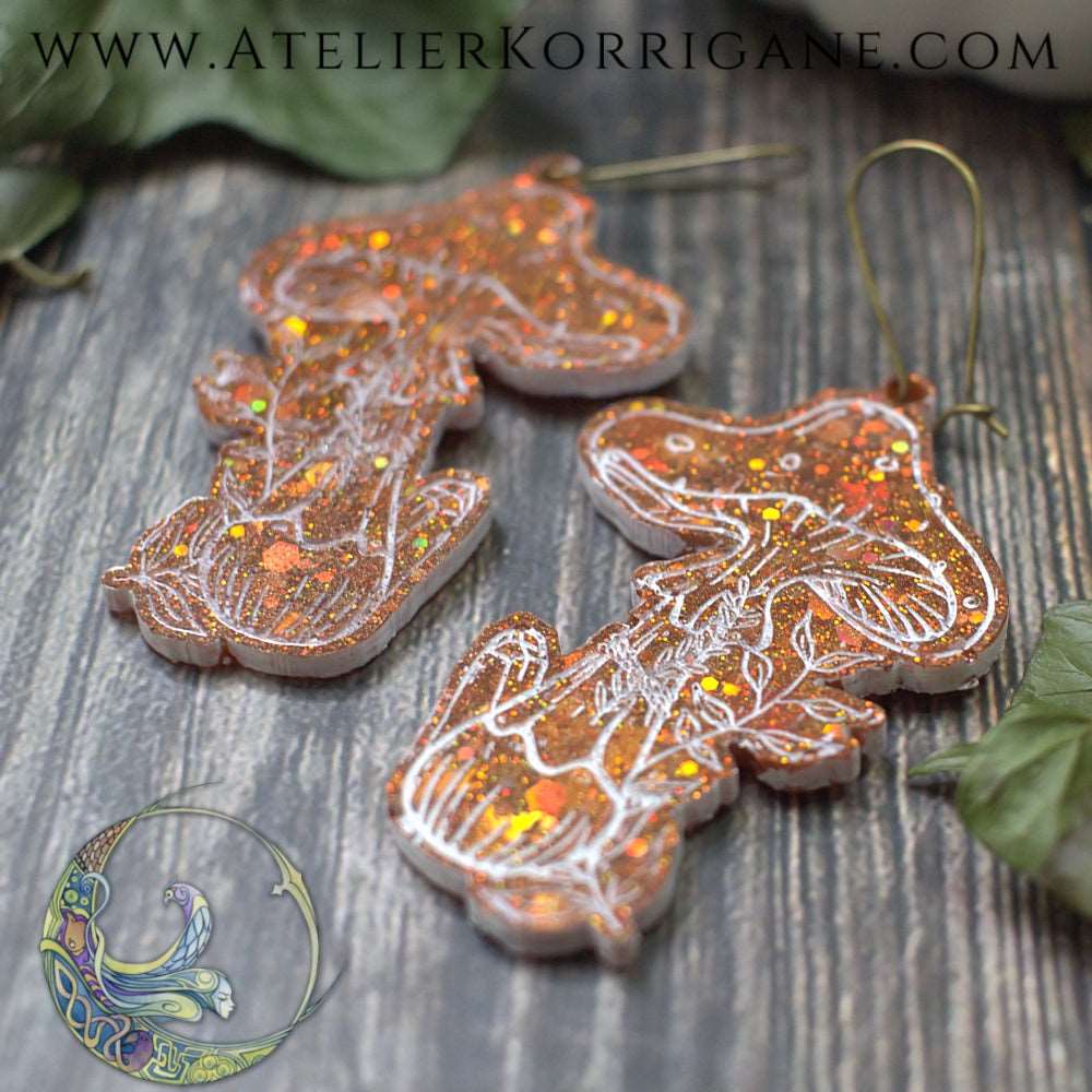 Boucles d'Oreilles Champignons des Sous-Bois Les P'tites Witchy Cuivré Korrigane
