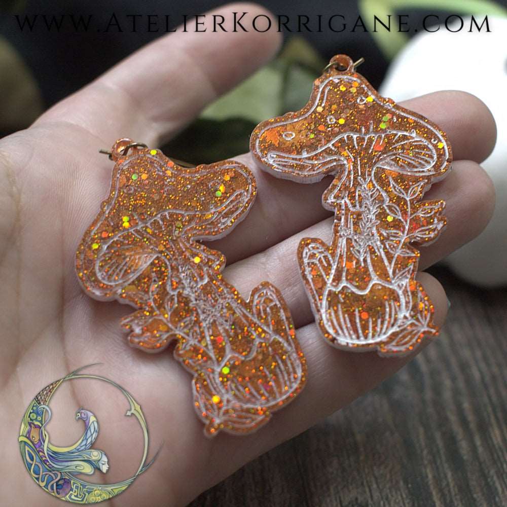 Boucles d'Oreilles Champignons des Sous-Bois Les P'tites Witchy Cuivré Korrigane