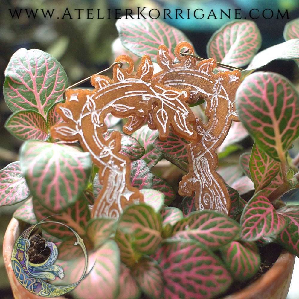 Boucles d'Oreilles Serpes Druidiques Les P'tites Witchy Cuivré Korrigane