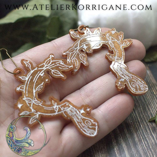 Boucles d'Oreilles Serpes Druidiques Les P'tites Witchy Cuivré Korrigane