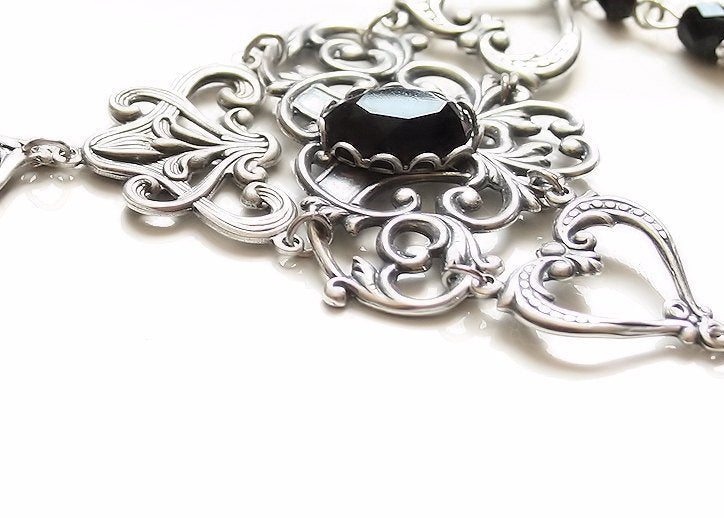 Bracelet bague Vintage noir gothique médiéval Korrigane