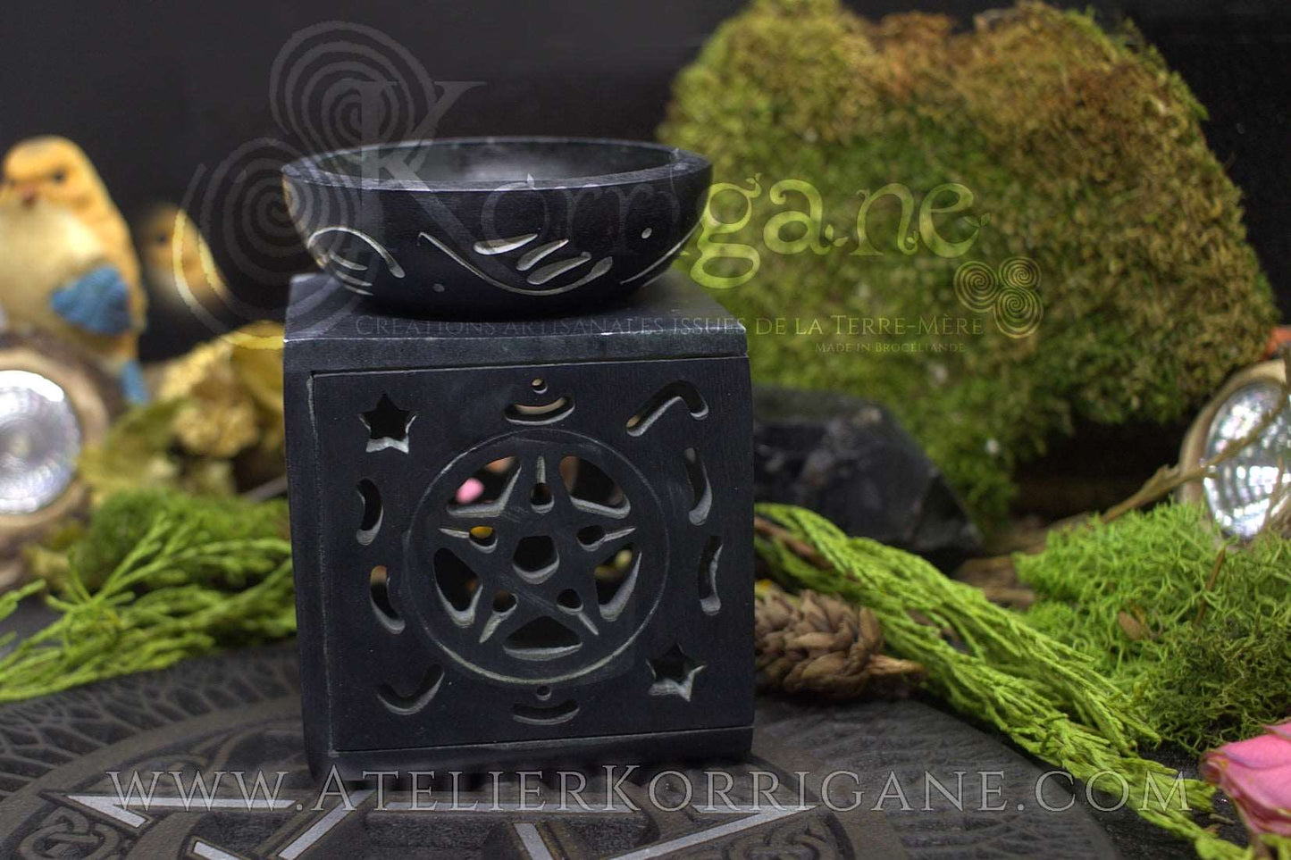 Brule-parfum Brule-encens Pentagramme en stéatite Korrigane