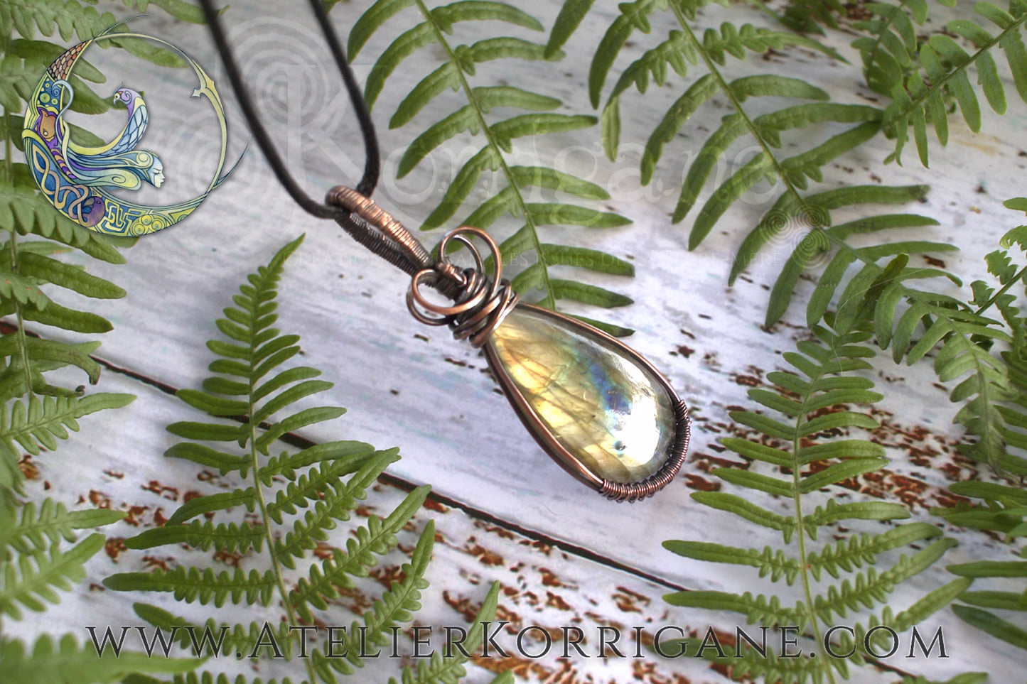 Pendentif Brumes en Labradorite et Cuivre Korrigane