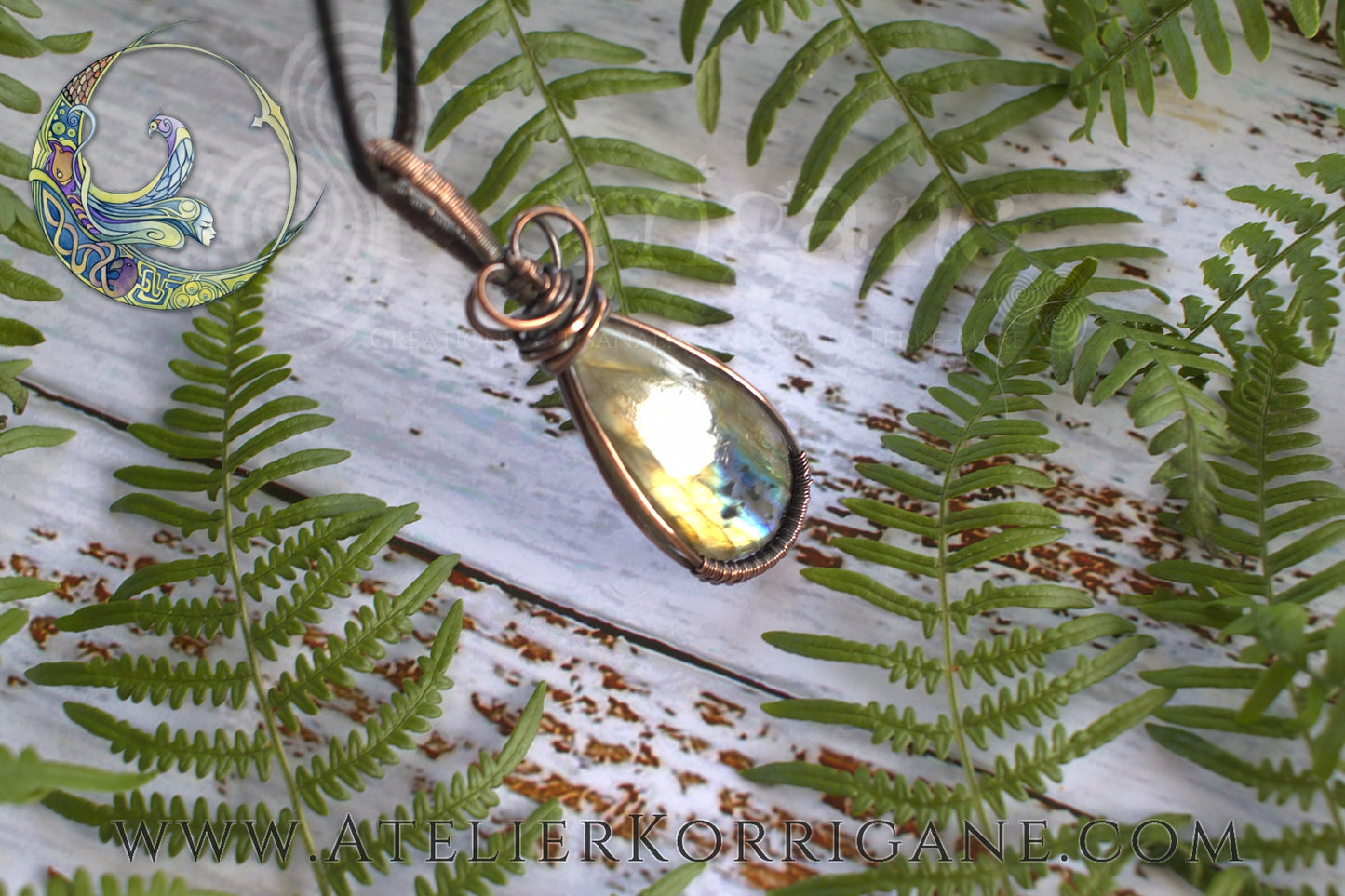 Pendentif Brumes en Labradorite et Cuivre Korrigane