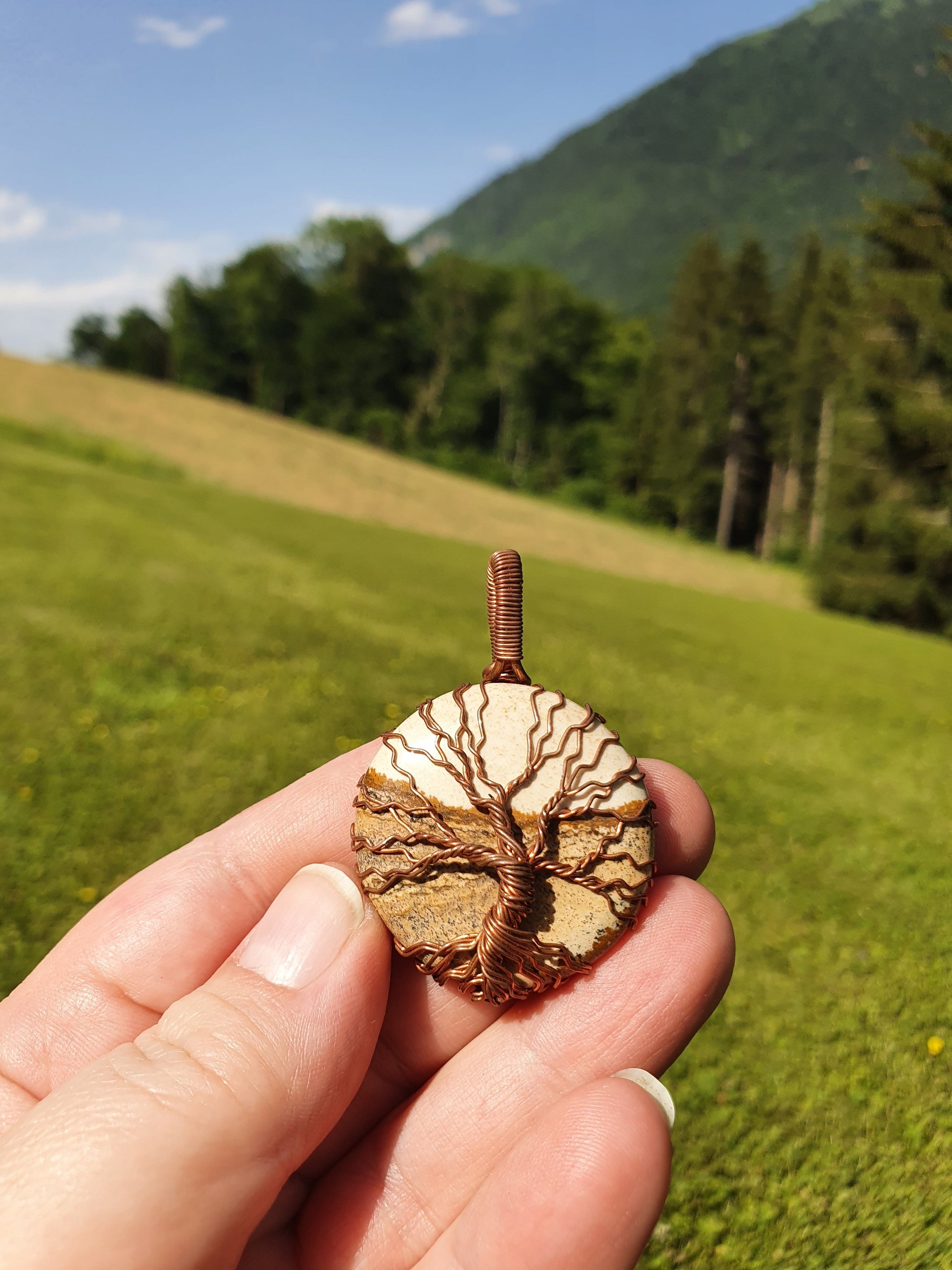 Collier Arbre de Vie en Jaspe Paysage Korrigane