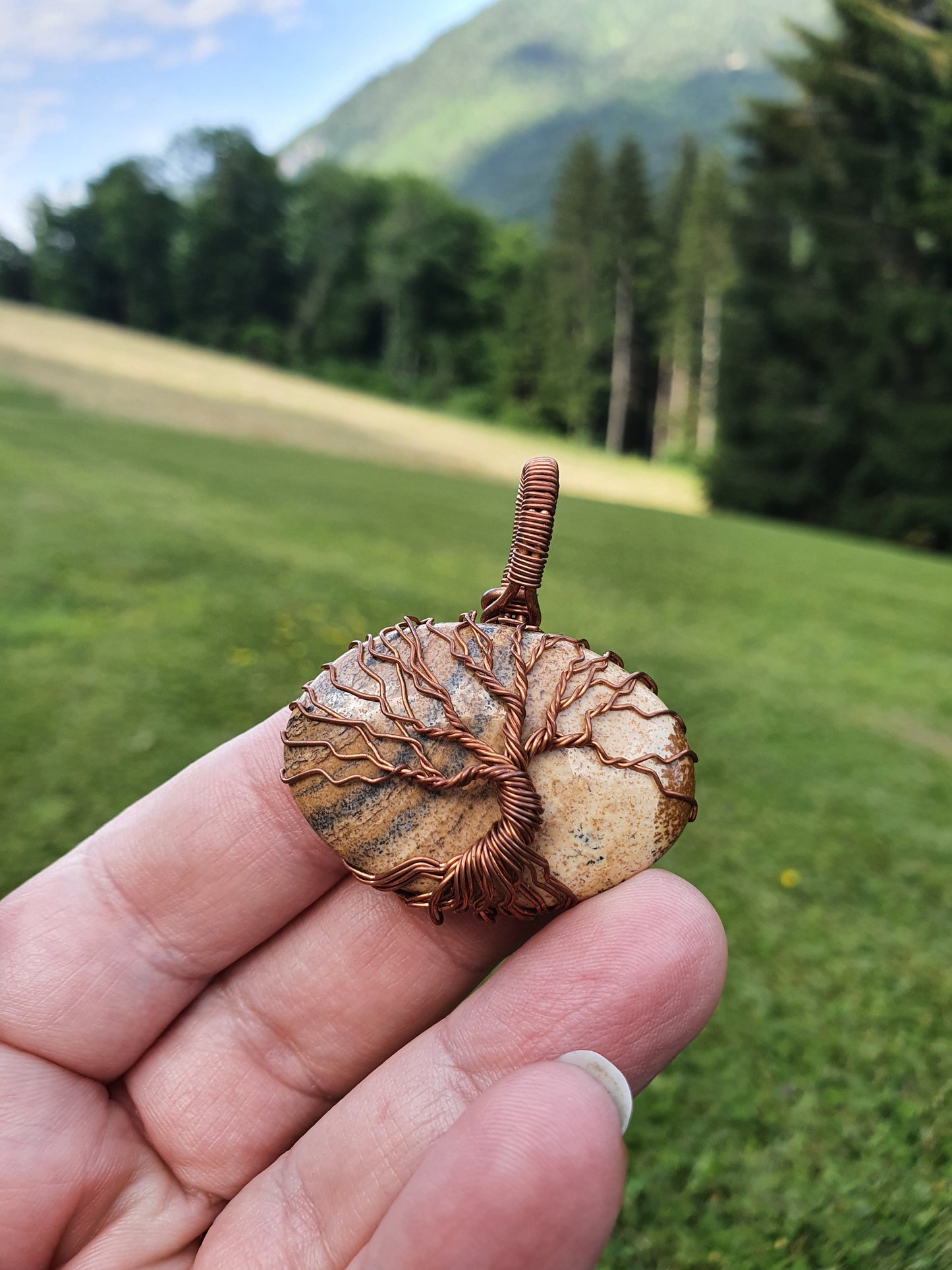 Collier Arbre de Vie en Jaspe Paysage Korrigane