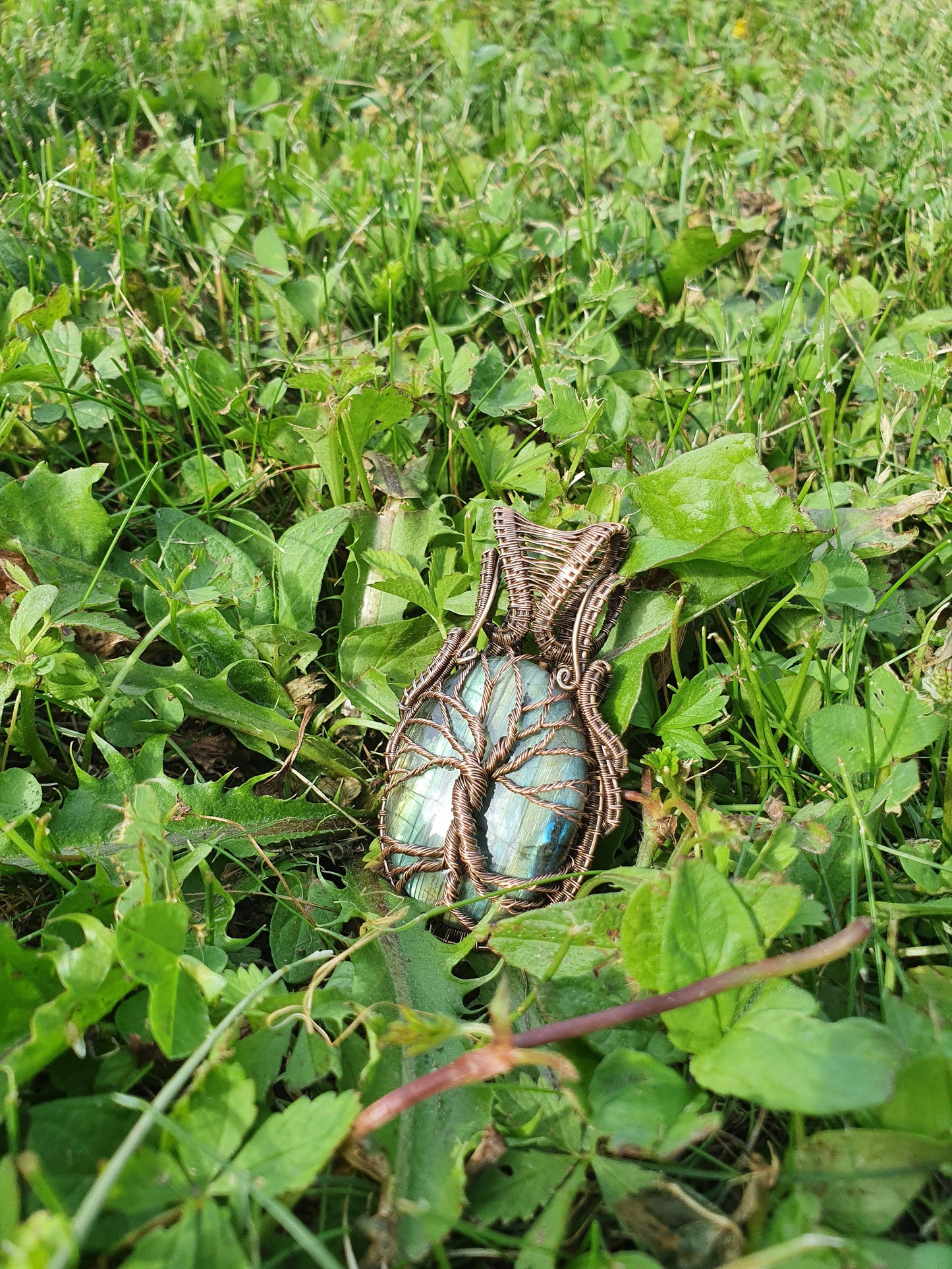 Collier Arbre de Vie en Labradorite Mordorée et verte Korrigane