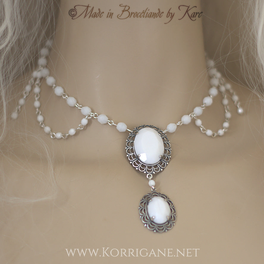 Collier Baroque Victorien Blanc Korrigane