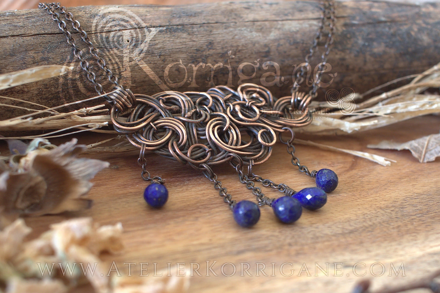 Collier Cloudy Lapis Lazuli Korrigane