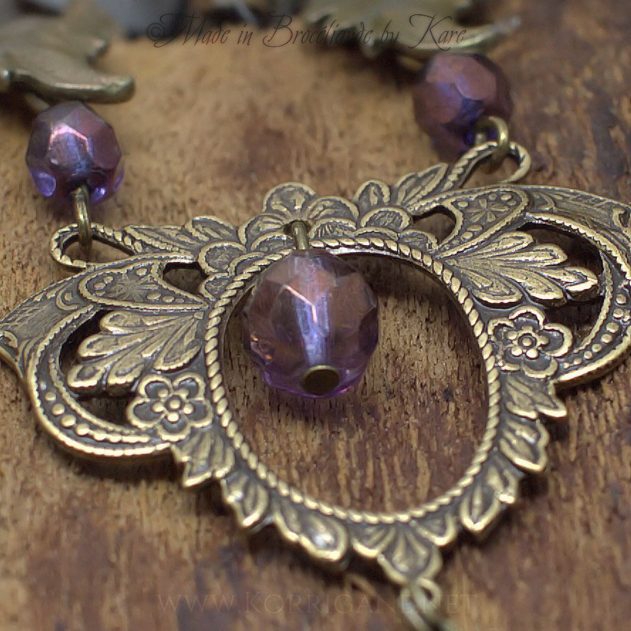 Collier "Crainn" Arbres de la Forêt Eternelle, violet bronze, laiton, elfe des bois Korrigane