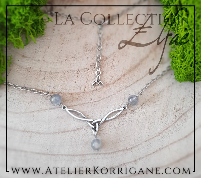 Collier Elfique en Labradorite avec Triquetra Celtique Korrigane
