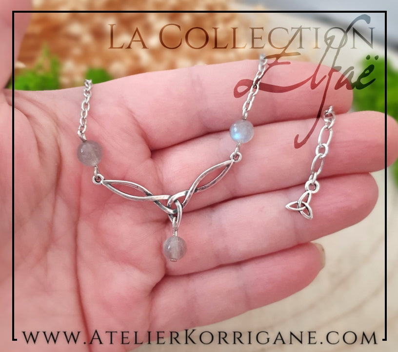 Collier Elfique en Labradorite avec Triquetra Celtique Korrigane