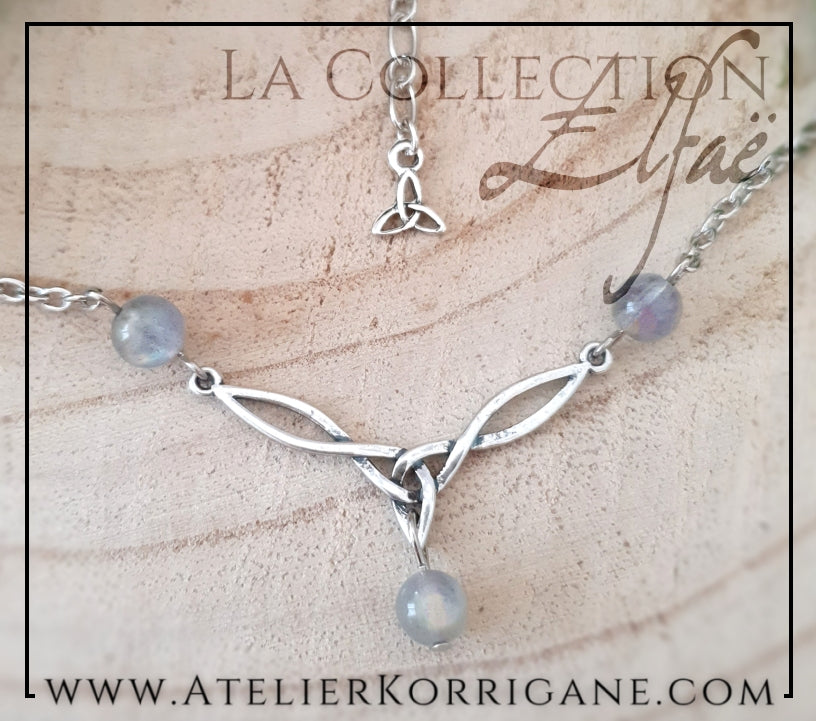 Collier Elfique en Labradorite avec Triquetra Celtique Korrigane