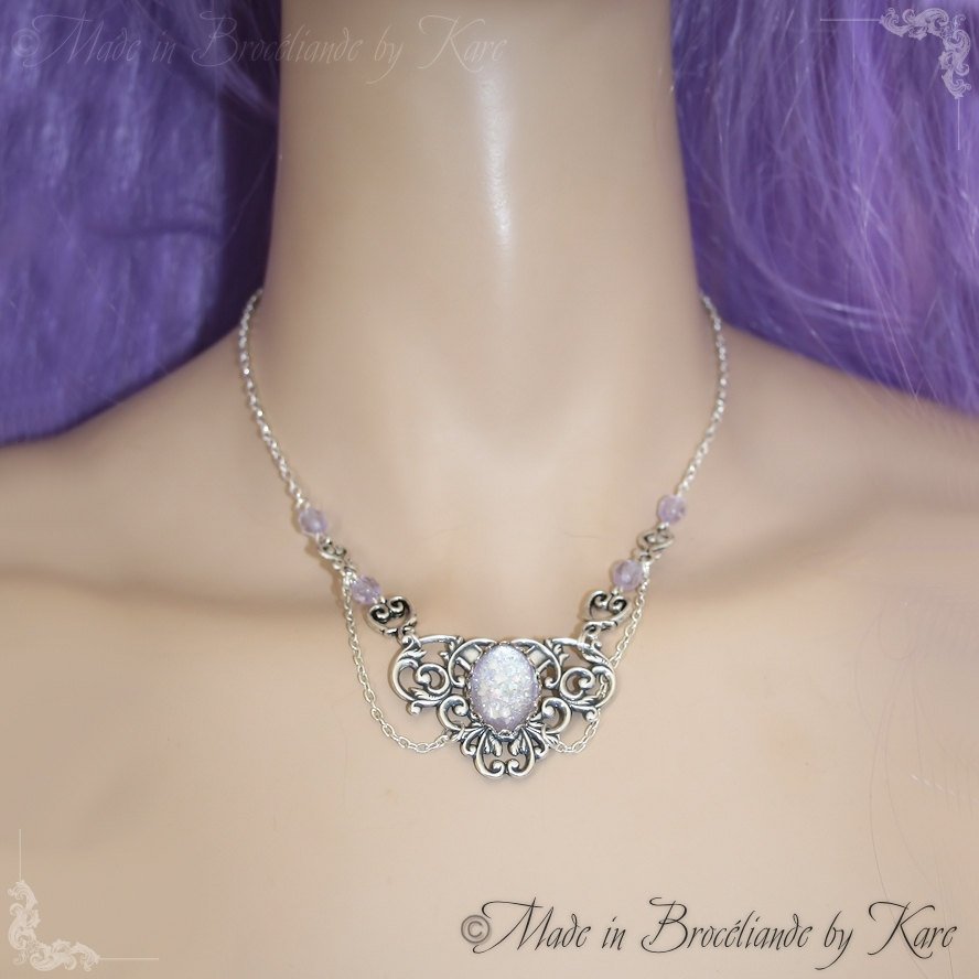 Collier "Elyra" Mauve pailleté Korrigane