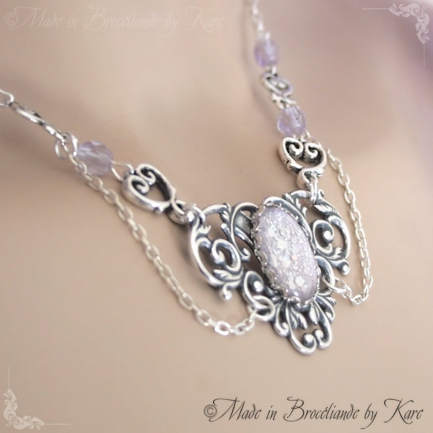 Collier "Elyra" Mauve pailleté Korrigane