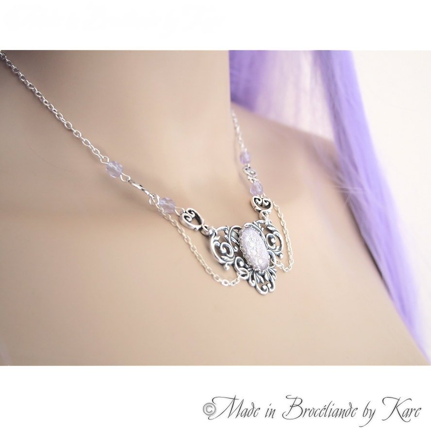 Collier "Elyra" Mauve pailleté Korrigane
