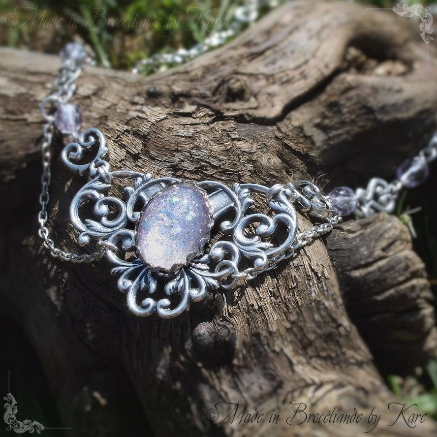 Collier "Elyra" Mauve pailleté Korrigane