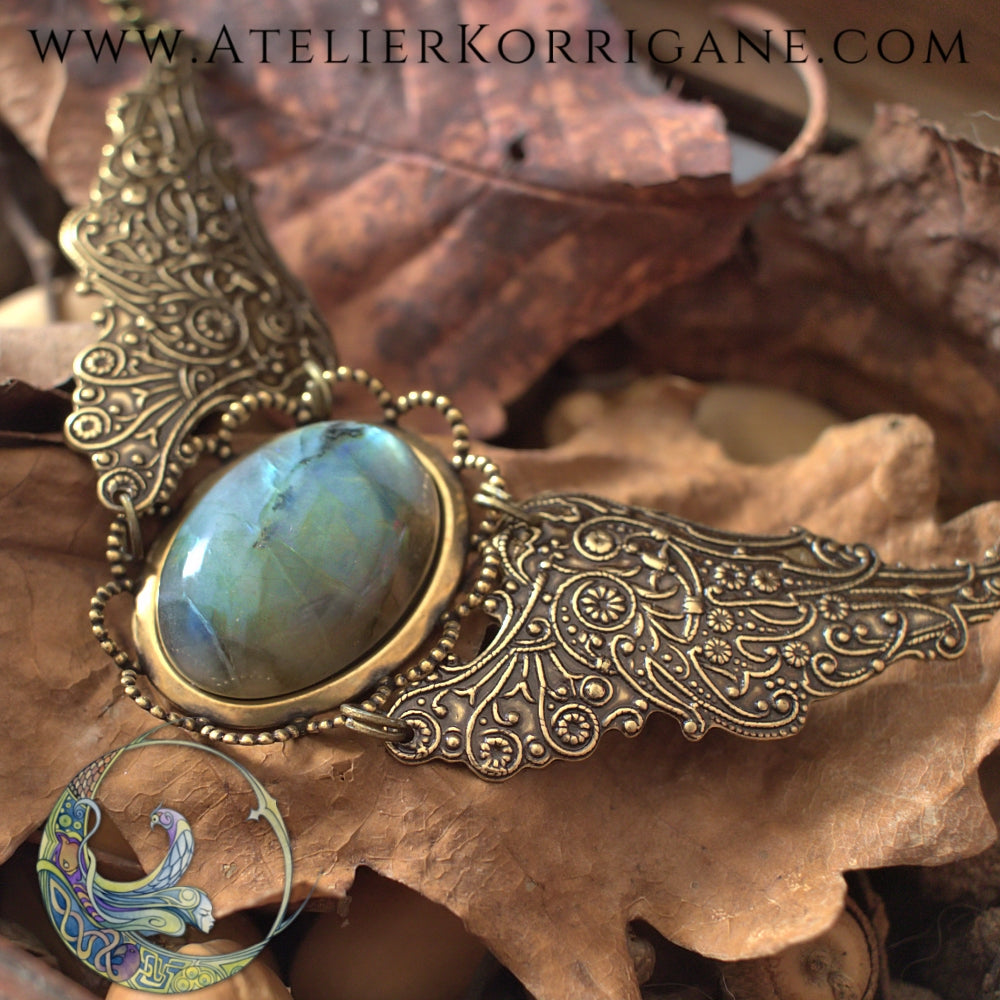 Collier Steampunk Labradorite Atelier Korrigane