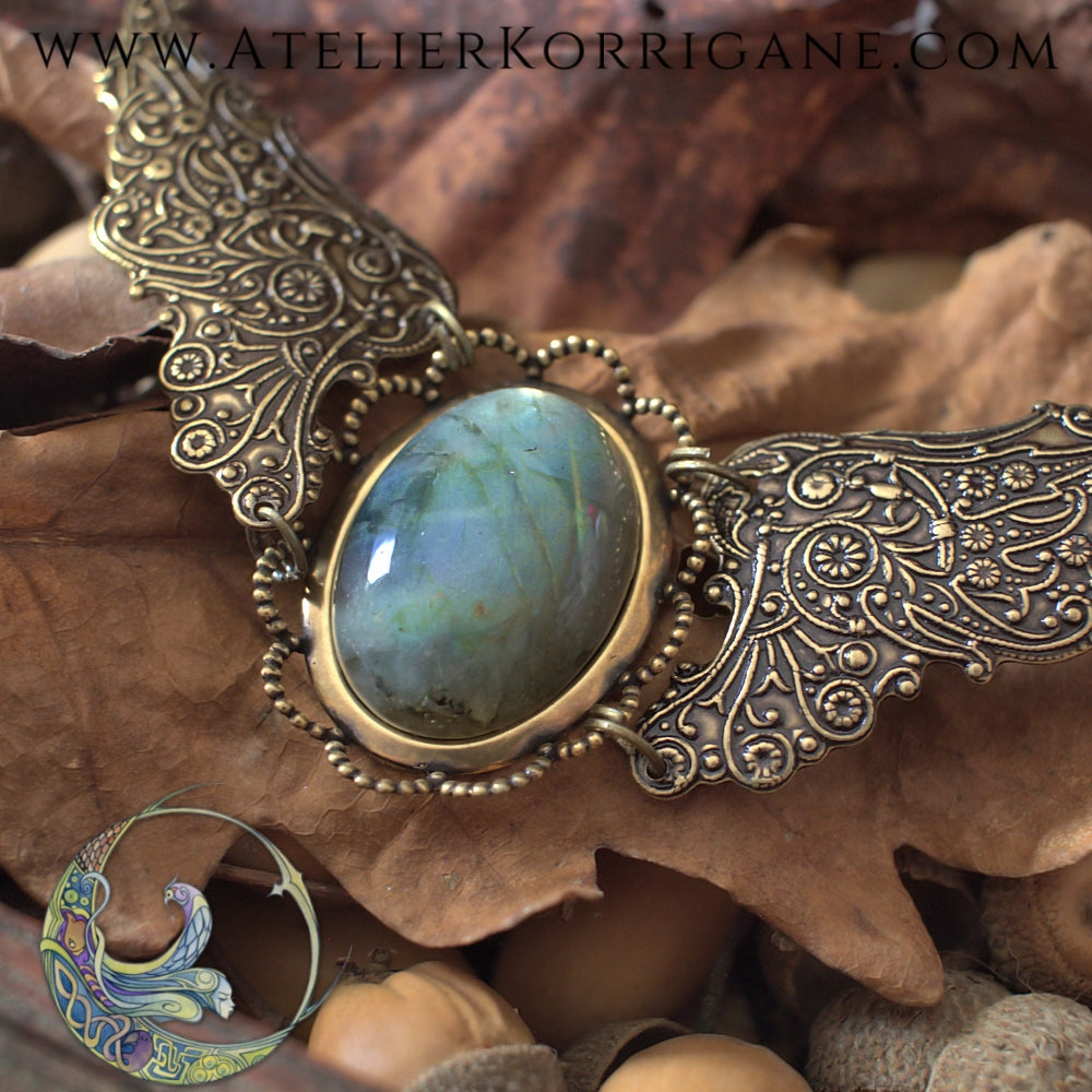 Collier Steampunk Labradorite - Korrigane - Artisanal