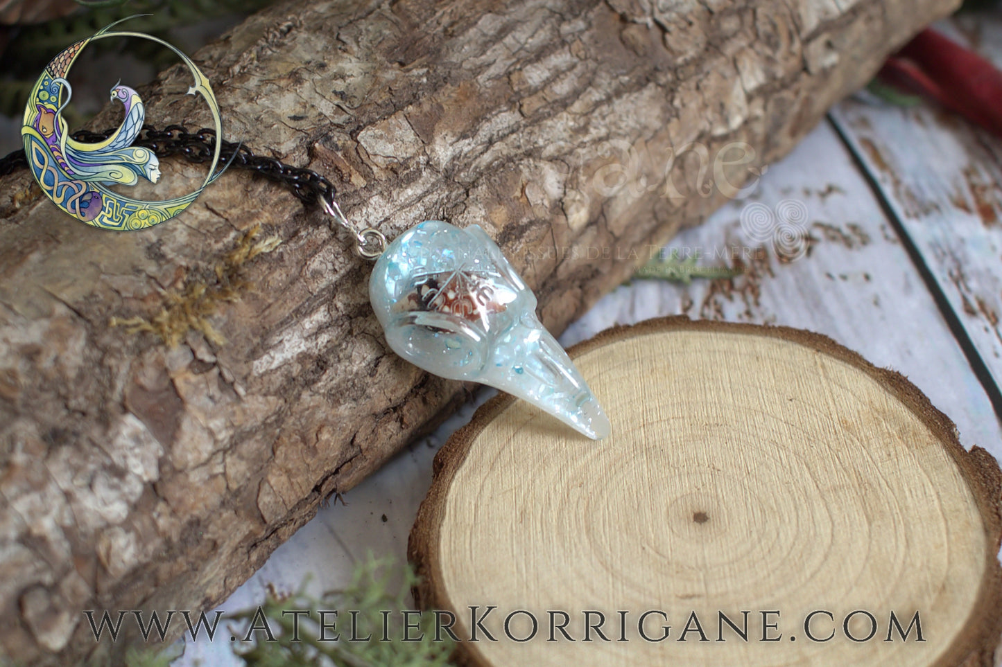 Pendentif Totem Corbeau Coquillage Korrigane