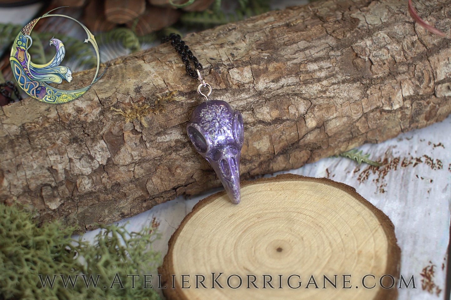 Pendentif Totem Corbeau Violet Korrigane