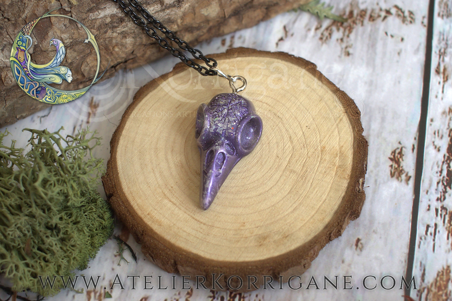 Pendentif Totem Corbeau Violet Korrigane