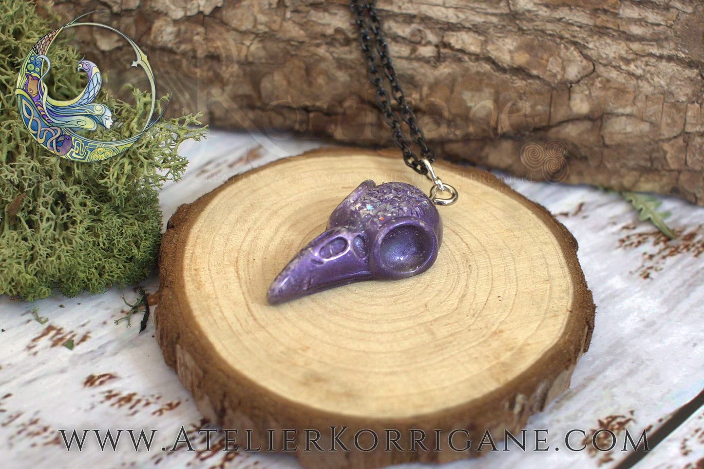Pendentif Totem Corbeau Violet Korrigane