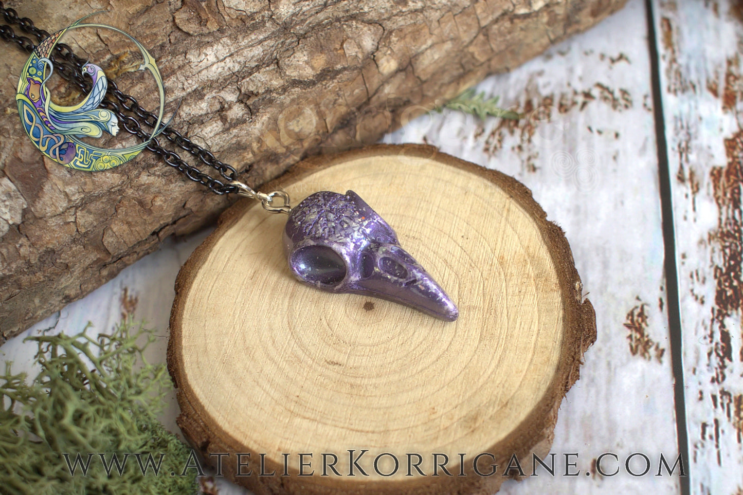 Pendentif Totem Corbeau Violet Korrigane