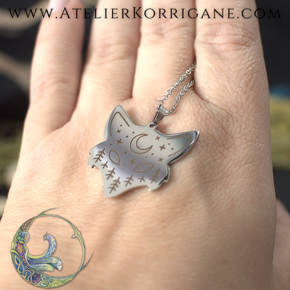 Pendentif le Renard des Montagnes en acier inoxydable Korrigane