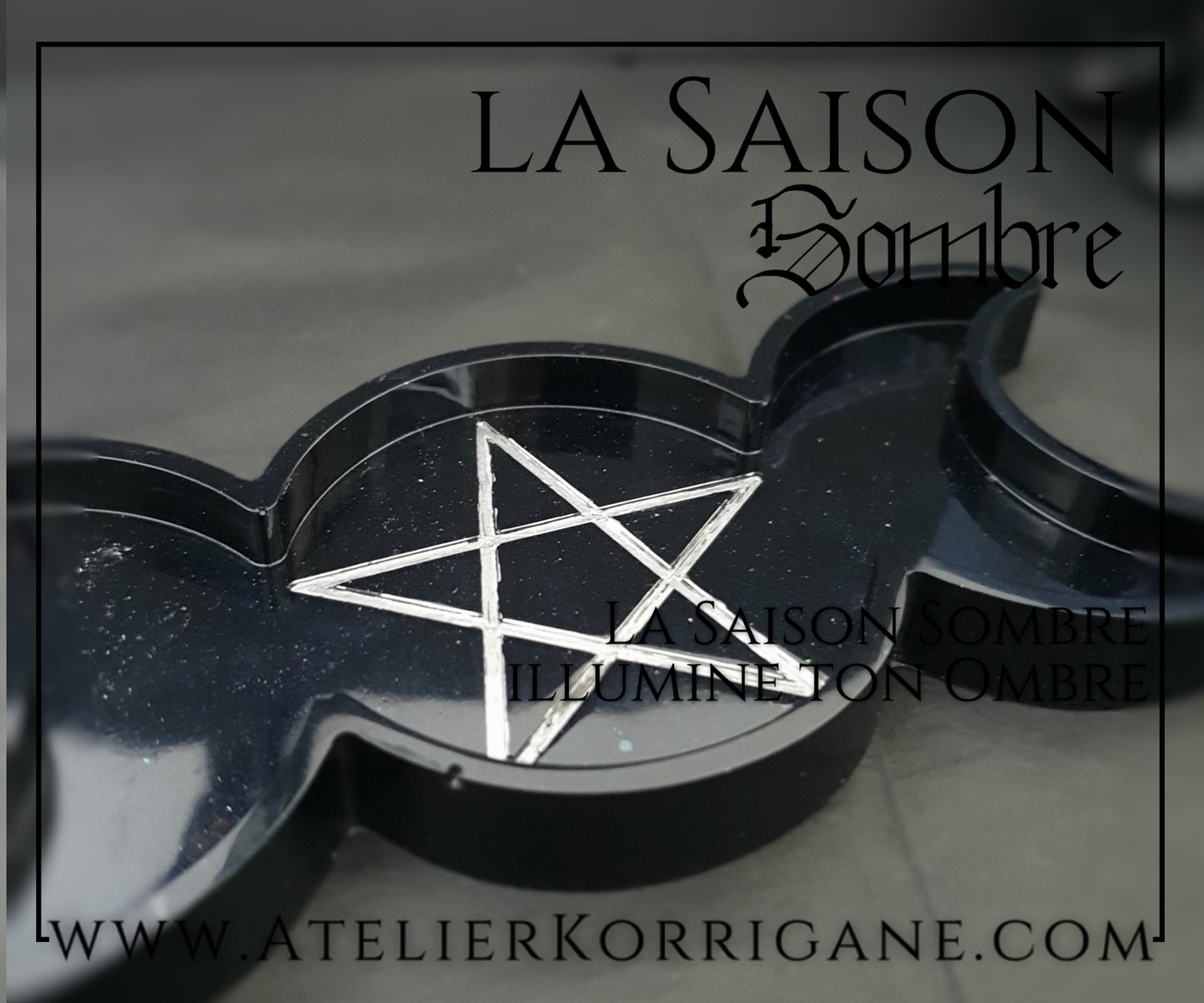 Coupelle Triple Lune noire avec pentagramme pour votre autel Korrigane