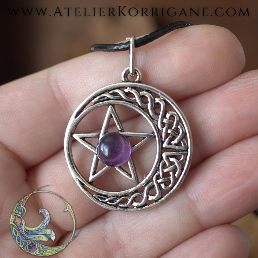 Pendentif pentagramme améthyste