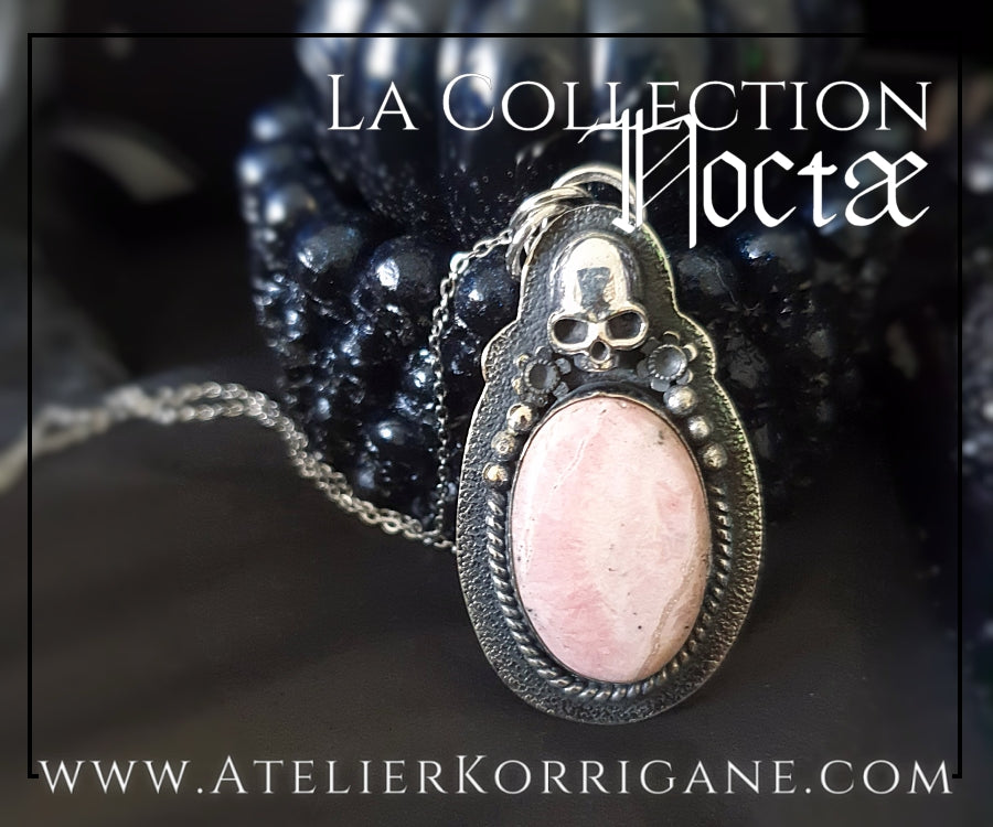 Pendentif Noctae en Opale Rose et Argent Korrigane