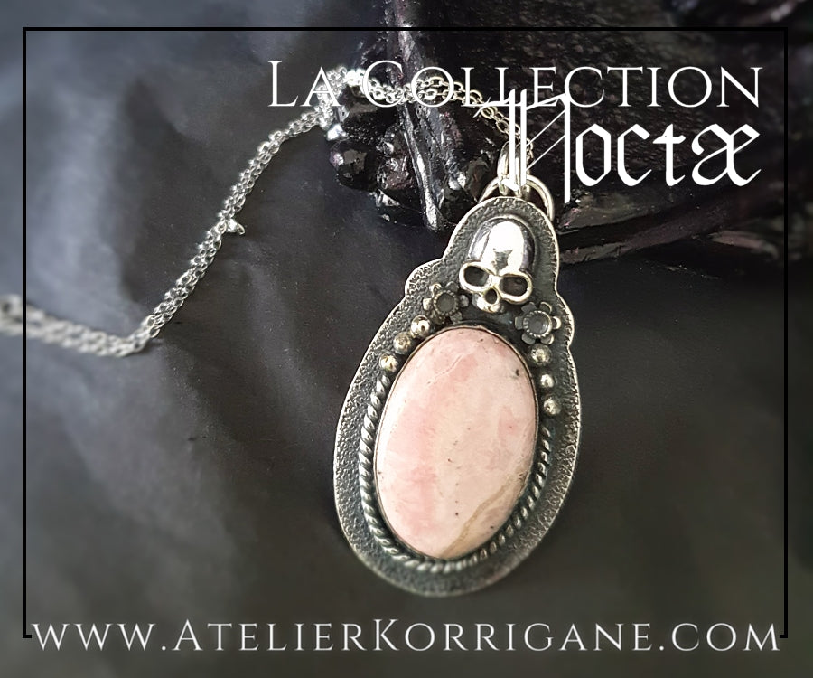 Pendentif Noctae en Opale Rose et Argent Korrigane