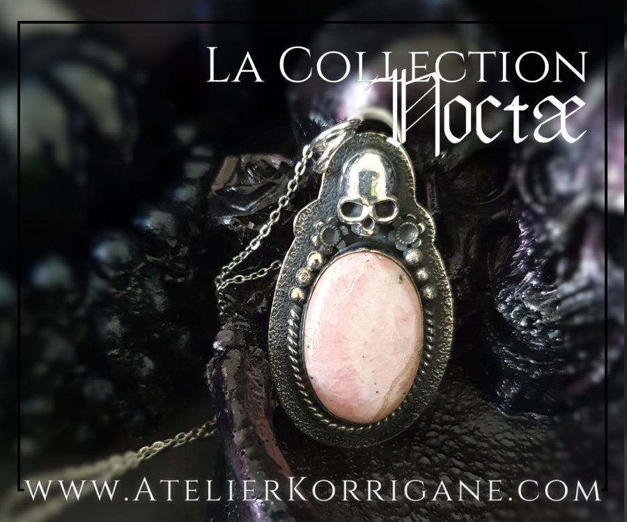 Pendentif Noctae en Opale Rose et Argent Korrigane