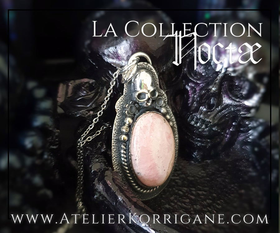 Pendentif Noctae en Opale Rose et Argent Korrigane