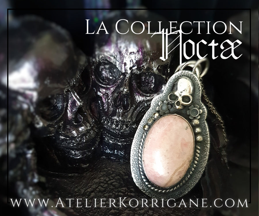 Pendentif Noctae en Opale Rose et Argent Korrigane