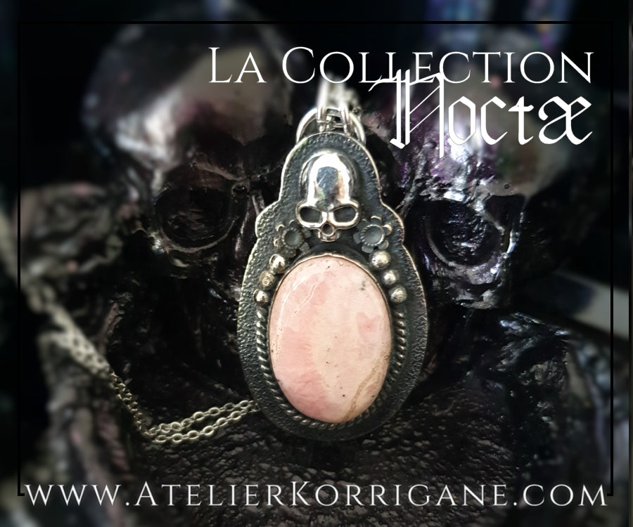 Pendentif Noctae en Opale Rose et Argent Korrigane