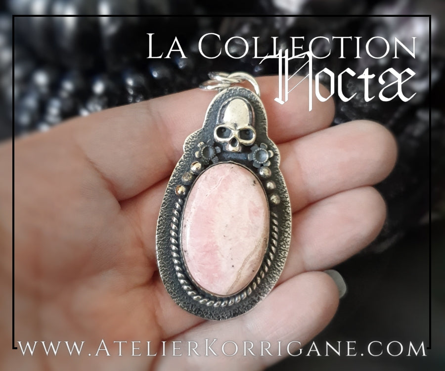 Pendentif Noctae en Opale Rose et Argent Korrigane