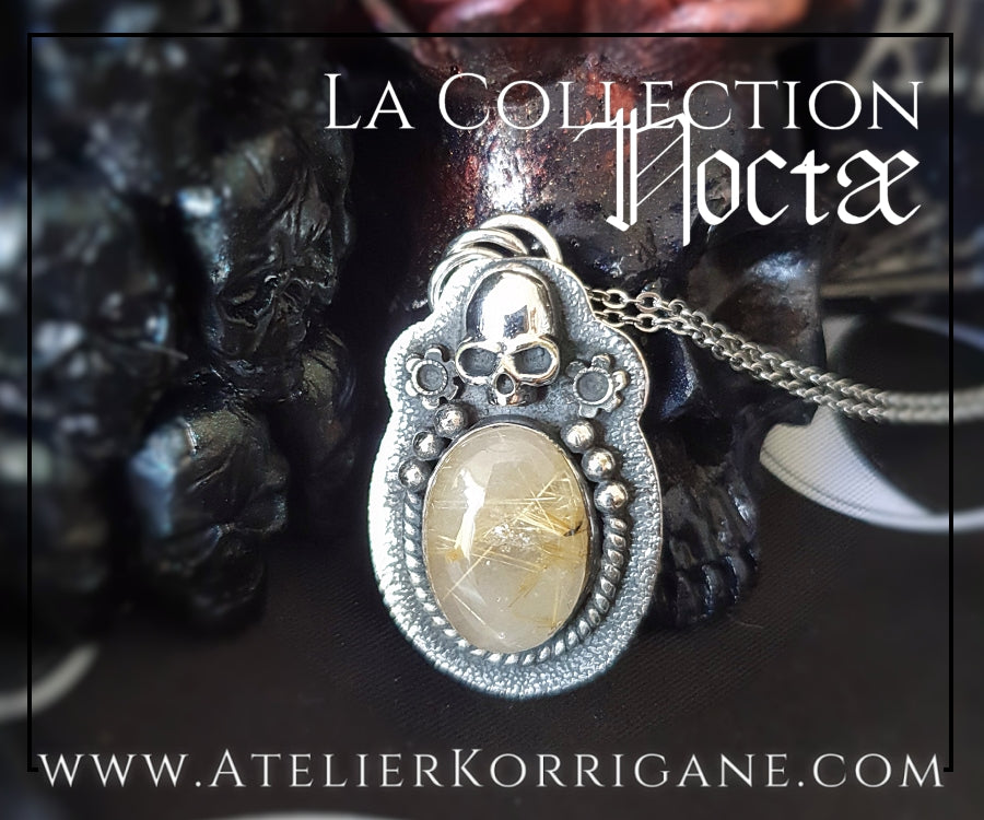 Pendentif Noctae en Quartz Rutile Doré et Argent Korrigane