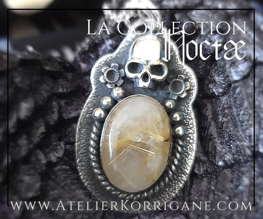 Pendentif Noctae en Quartz Rutile Doré et Argent Korrigane